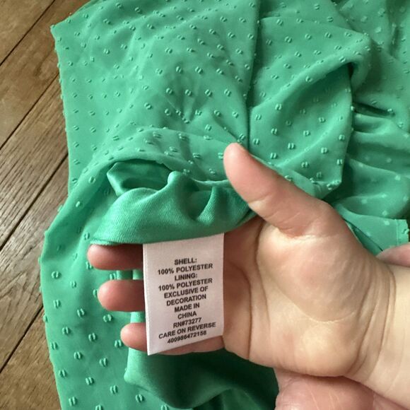 Elle Swiss Dot Green Sleeveless Dress Size 10 - Picture 6 of 7